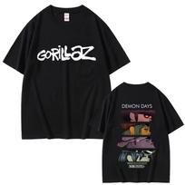 Roko grupė Gorillaz Demon Days Akių spaudiniai Marškinėliai Vyrams Moterims Hip Hop Mada Per dydį Gatvės stilius Vyriški Laisvalaikio Minkštos medvilnės Marškinėliai S