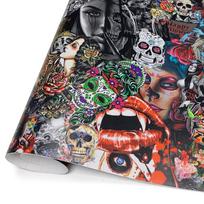 Skateboard Decoration Wrap Vinyl Car Tint Hallowmas Car Wrapping Sticker Graffiti Retro Motorcycle Stickers Self-adhesive Film 10cmx150cm black