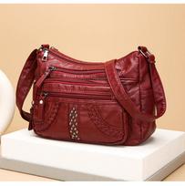 Women's Soft Multi-Compartment Crossbody Bag - Versatile, Casual, Large Capacity raudona