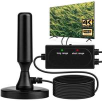 800+ mylių veikimo nuotolis TV antena DTMB DVB-T skaitmeninė HDTV su magnetiniu pagrindu ir HD kabeliu, vidinė ir lauko 4K išmanioji televizija vietiniai kanalai, 4.0 diameter 2.5c-2v line 5 meters juoda