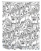 Vonios užuolaida RIDDER DOODLE, 180 x 200 cm, balta/juoda, vinilinė, 100% PEVA, 3123310