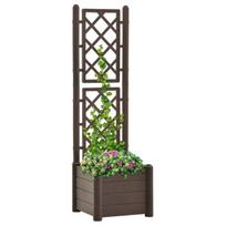 vidaXL Sodo lovelis su treliažu, moka spalvos, 43x43x142cm, PP