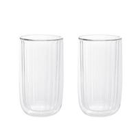 Homla dvigubų sienelių stiklinių rinkinys Cembra Groove, skaidrus, 350 ml, 2 dalių