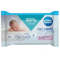 CANPOL BABIES 14/200, drėgnos servetėlės kūdikiams ir vaikams 99 % vandens,  60 vnt.