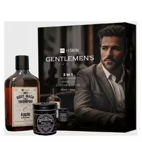 HISKIN_SET Gentleman's Choice Whisky kūno prausiklis ir šampūnas 3in1 Apple 330ml + plaukų ir barzdos pomada 100ml