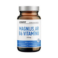 Iconfit magnio ir B6 vitamino palaikymas raumenims ir nervams – 90 kapsulių trisdešimties dienų kursui