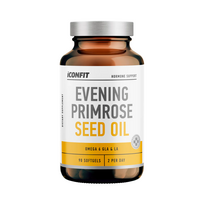 Iconfit vakarinės primulos sėklų aliejus su 500 mg šalto spaudimo aliejaus ir 10 % GLA – 90 kapsulių PMS