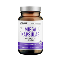 Iconfit miego ir atsipalaidavimo kapsulės su melatoninu ir augalais – 90 kapsulių trijų mėnesių kursui