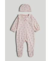 MOTHERCARE šliaužtinukas ilgomis rankovėmis ir kepurė, AW63201 56 cm