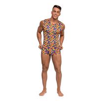 Male Power Male Power Fitness Tank XL Rainbow Herringbone Breathable Top