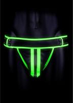 Ouch! by Shots Ouch! Glow in the Dark Striped Jockstrap S/M - Fluorescent Green Accent