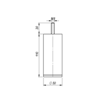 Baldų kojelė Plieninė Apvali H-110mm Pilka