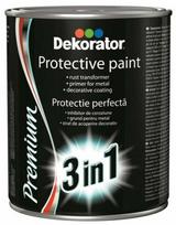 Apsauginiai dažai DEKORATOR 3in1, juodi matiniai, 0.5 l