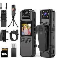Veiksmo ir laisvalaikio kamera Kūno kamera 1080P su ekranu ir garso įrašu, 128GB