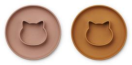 Silikoninės lėkštės Liewood Cat / Dark Rose/Mustard Mix LW14199, 6 mėn+, 2 vnt.
