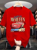 Disney Car Flash McQueen Men's T-shirt, Pure Cotton Short-sleeved Casual and Comfortable Streetwear T-shirt S