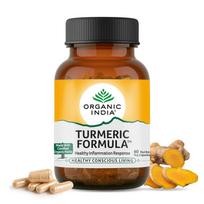 Organic India Kurkumos formulė 60 daržovių kapsulių imunitetui, uždegimo mažinimui, medžiagų apykaitai, odos ir sąnarių sveikatai
