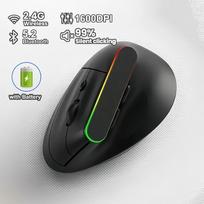 RGB Vertikali Pelė 2.4G Belaidė Pelė Dvigubo Režimo Bluetooth Pelė Ergonomiška Pelė Įkraunamos Pelės Tyli Pelė PC Nešiojamam Kompiuteriui juoda