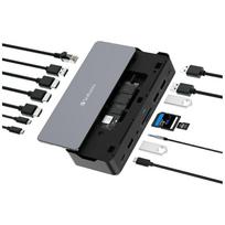 Verbatim USB-C Docking Station Adapter Pro 15-in-1 2xHDMI/1xRJ45/4xUSB-A/3xUSB-C/1xSD/1xmicroSD/1xAudio/1xDisplayPort/1xSSD, gray 32174