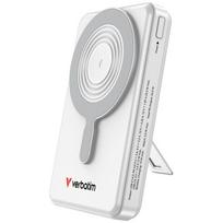 Verbatim Powerbank Charge n Go 10000mAh with Stand, Magnetic Wireless Charging, TFT Display, 2x USB-C Cable, Silver, 32273