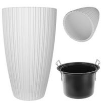 Vazonas su įdėklu 30 cm, plastikinis, baltas