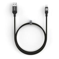 „Evelatus“ USB A–Lightning kabelis, 1,2 m (MFI11CL), aliuminio korpusas, pintas, juodas