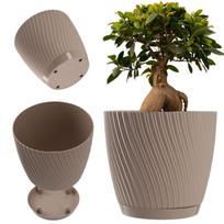 Gėlių vazonas su stovu 27cm, Plastikinis, Rudas