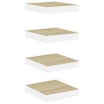 vidaXL Pakabinamos lentynos, 4vnt., ąžuolo/baltos, 23x23,5x3,8cm, MDF