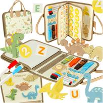 Montessori sensorinė manipuliacinė lentelė-lagaminas „Dinozaurai“