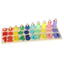 Medinė Montessori skaičiuoklė ir skaičių rūšiuoklis 3in1, 13x36 cm