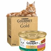 Konservai katėms su triušiena ir kepenėlėmis GOURMET GOLD, 85 g*12vnt.