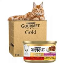 Konservai katėms su jautiena ir vištiena GOURMET GOLD, 85 g*12vnt.