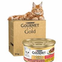 Konservai katėms su vištiena ir lašiša padaže GOURMET GOLD, 85 g * 12vnt.