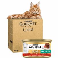 Konservai katėms GOURMET GOLD Savoury Cake – jautiena ir pomidorai, 85 g*12vnt