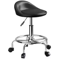 HOMCOM Reguliuojamo aukščio taburetė su atlošu Pasukama taburetė 59-75 cm Darbo taburetė 360° pasukama taburetė Biurui skirta taburetė Salonas Masažas Spa Juoda