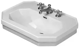 Duravit 1930 - Praustuvas su perpildymo anga, 70x50 cm, baltas - 1 skylė maišytuvui, su WonderGliss 04387000001