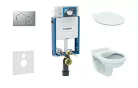 Geberit Kombifix - Pakabinamo tualeto montavimo elementas su SIGMA01 nuleidimo mygtuku, matinio chromo spalvos + Alpha tualetas ir klozeto dangtis 110.302.00.5 ND3