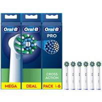 Oral-B galvutės Cross Action elektrinės dantų šepetėlio galvutės, baltos spalvos – 6 vnt.