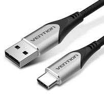 Vention Medvilninė Nėrinėta USB 2.0 A Vyras į C Vyras 3A Laidas 1M Pilkas Aliuminio Lydinys