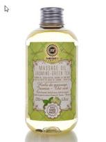 Masažo aliejus JASMINE-GREEN TEA Saules Fabrika, 200 ml
