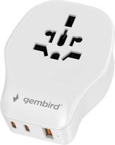 Gembird TPA-1A2C20-02-W Universal travel power adapter, 20 W, white | Gembird