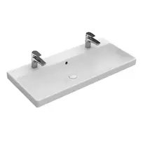Villeroy & Boch Avento - Spintelė praustuvui, 100x47 cm, su perpildymo anga, 2 maišytuvo skylės, CeramicPlus, Alpine White 4156A4R1