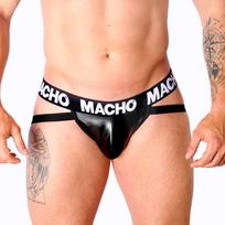 MACHO UNDERWEAR MACHO MX25NC Jockstrap Black XL Elastic Synthetic Leatherette