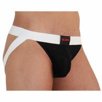 BURN BURN 004 Men's Athletic Jockstrap Shiny Black/White S - Comfort & Style
