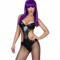 CHILIROSE BODIES Chilirose CR 3573 Black Bodysuit L/XL - Vinyl Finish & Decorative Spikes