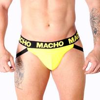 MACHO UNDERWEAR MACHO MX25A Men's Jockstrap Lycra Yellow M - Sporty Open-Back Design