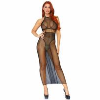 LEG AVENUE DRESSES Leg Avenue Halter Net Backless Dress Black One Size Nylon-Spandex