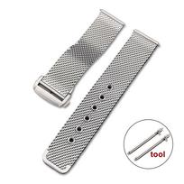 For Omega Seamaster 20mm 22mm Silver Mesh Bracelet Flat Interface Stainless Steel Watch Strap Breathable Lightweight Design 20mm sidabras