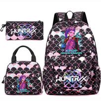 3 vnt./rinkinys Anime K-pop spausdintas kuprinė, rankinė, pieštukinė paaugliui, moksleiviui, mergaitei, berniukui, mokyklinė kuprinė, didelės talpos kelioninė rankinė, vaikiška dovana