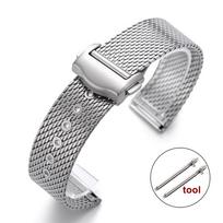 20mm Silver Mesh Bracelet for Omega Seamaster 007 Flat Interface Stainless Steel Watch Strap for Men Women Breathable Wristband 20mm sidabras